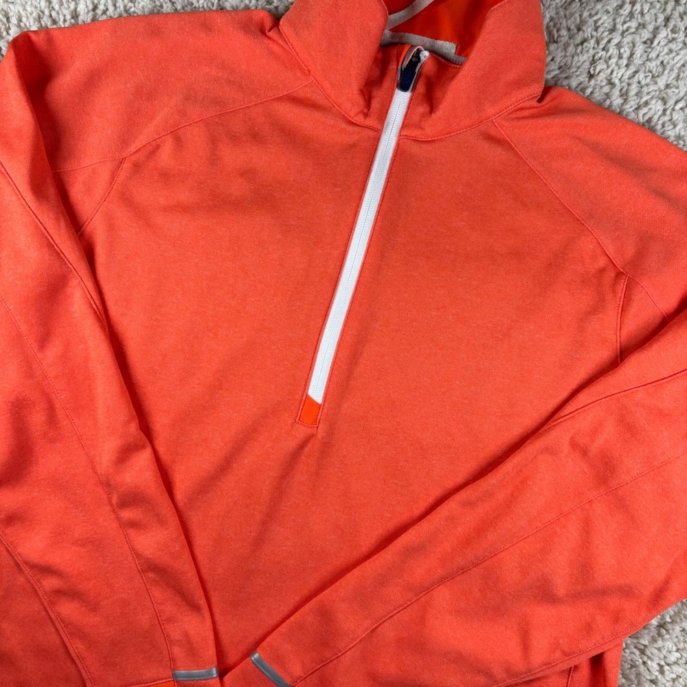 Zero Restriction Mens Quarter Zip Pullover Medium Orange Heathered Long Sleeve
